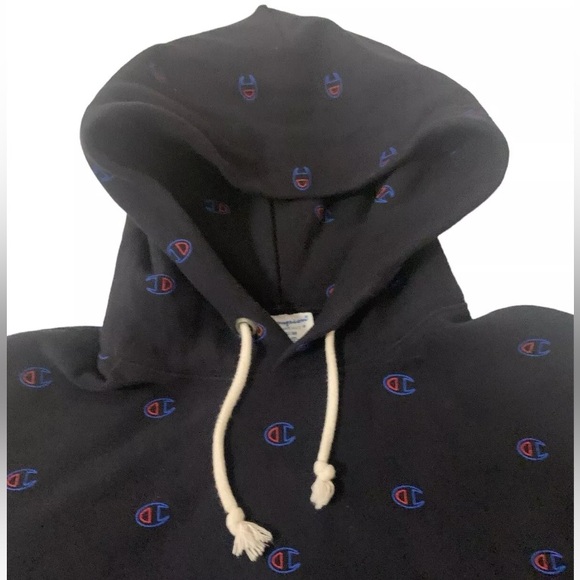 Champion Reverse Weave Hoodie Medium Black With Logo. - Picture 1 of 6